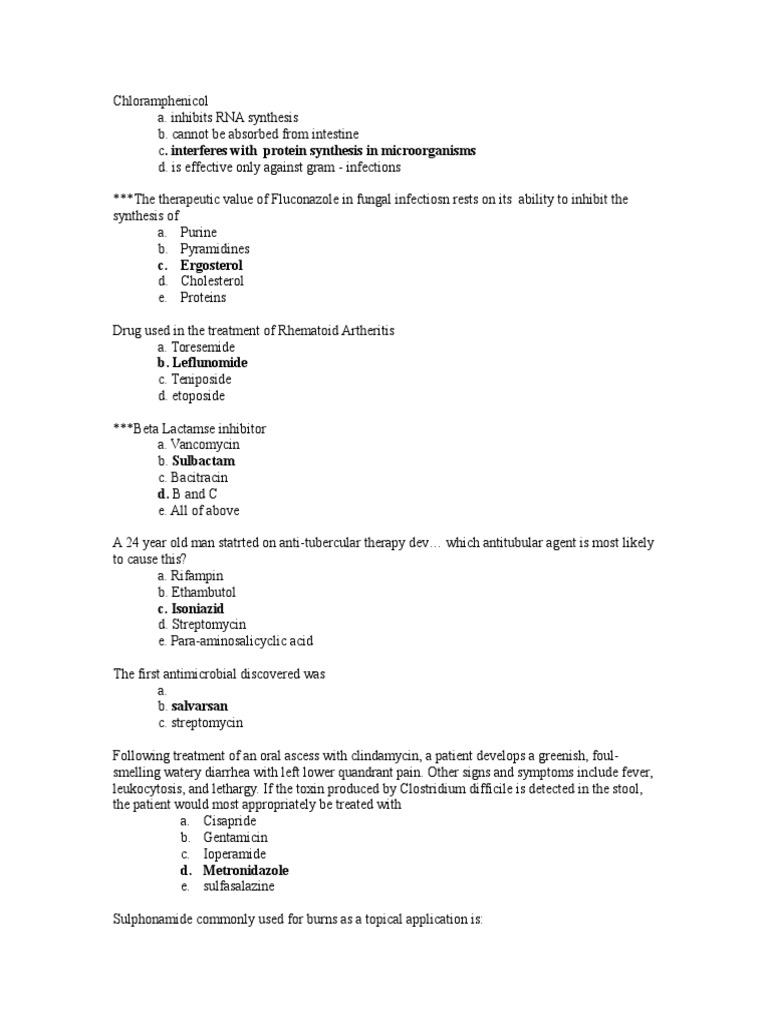 Exam 3 Pharm Questions Antibiotics Pharmaceutical Drug