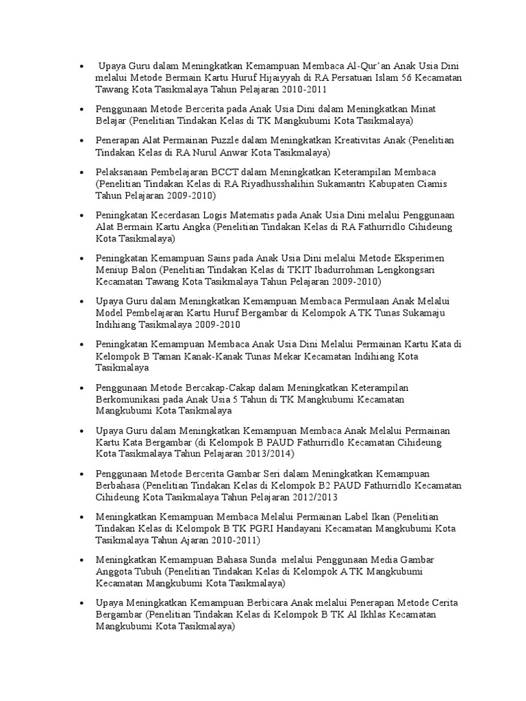Contoh Judul Dan Ptk Paud