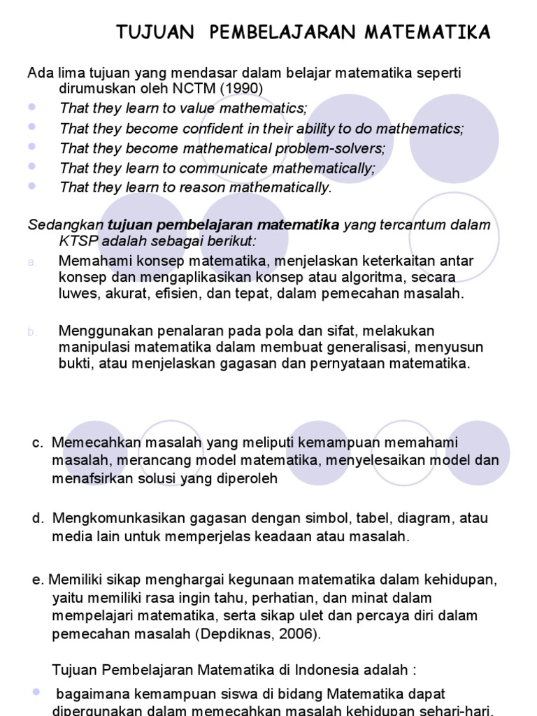 Tujuan Pembelajaran Matematika