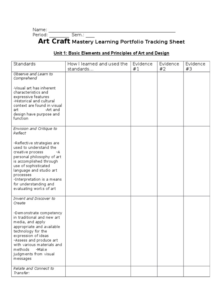 Art Craft Mastery Portfolio Tracker | PDF | Design | Aesthetics