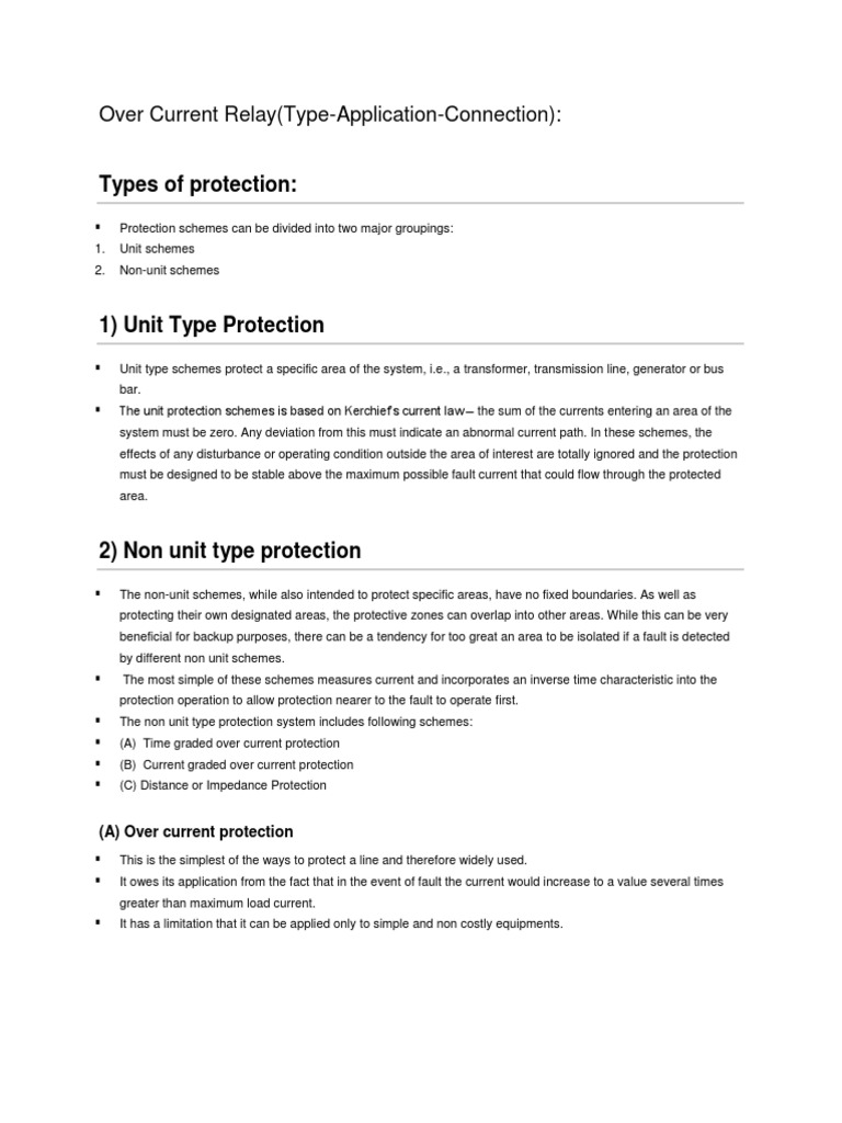 Over Current Relay Types and Applications PDF Relay Electric