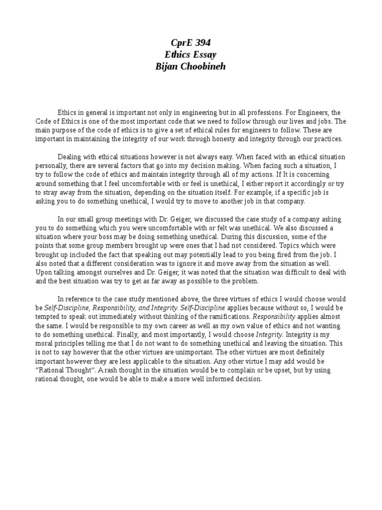 ethics and etiquette essay