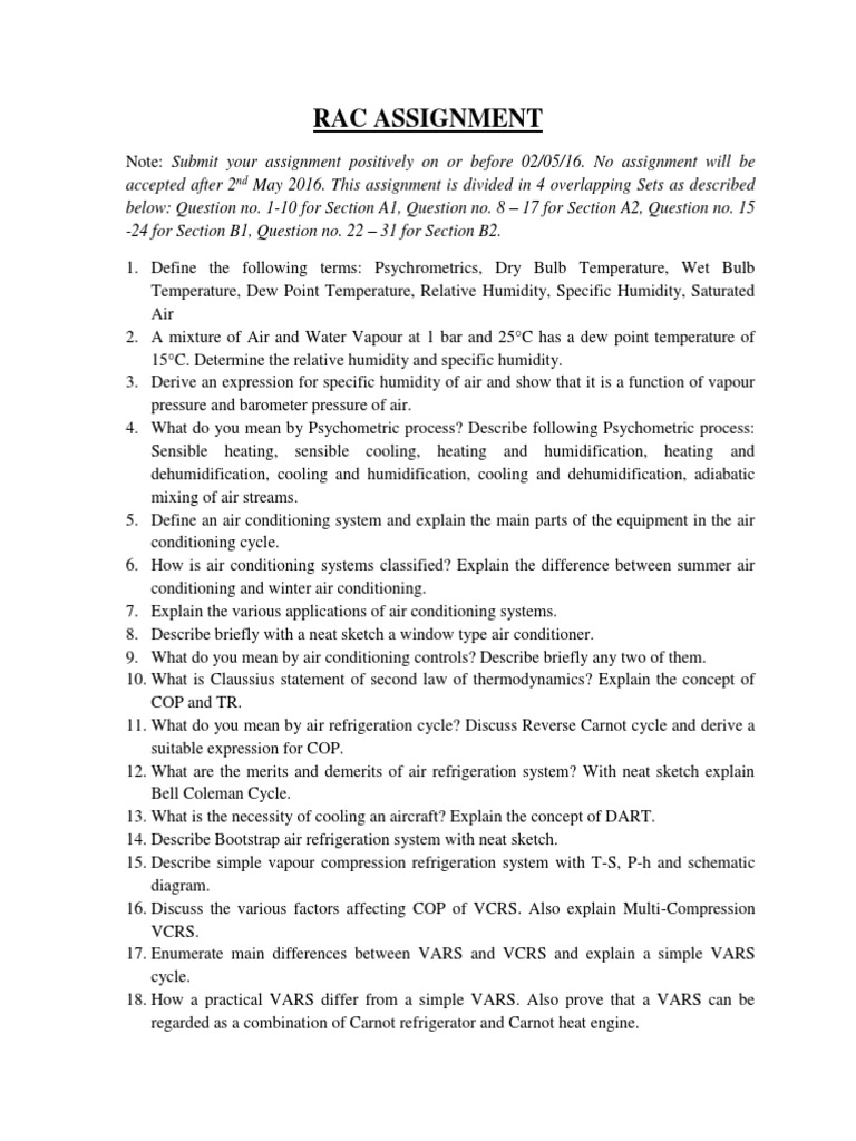 RAC Assignment Overview and Topics | PDF | Air Conditioning | Building