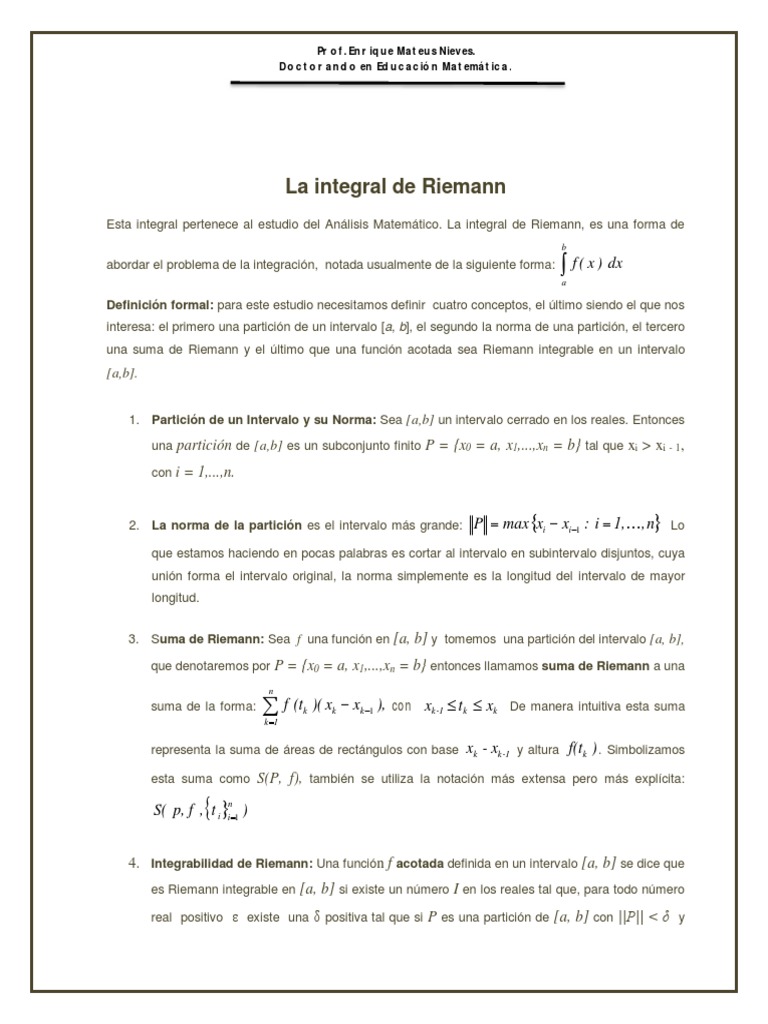 Criterios de Integrabilidad de Riemann | PDF | Integral | Zona