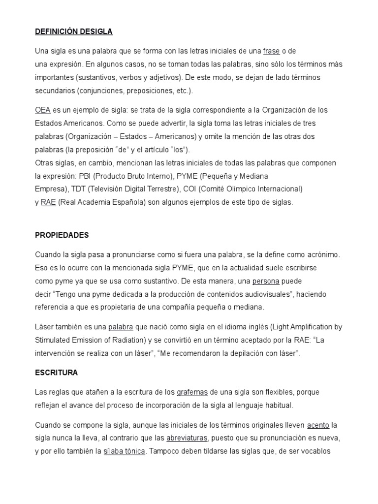 Definición y ejemplos de siglas | PDF | Acrónimo | Comunicación