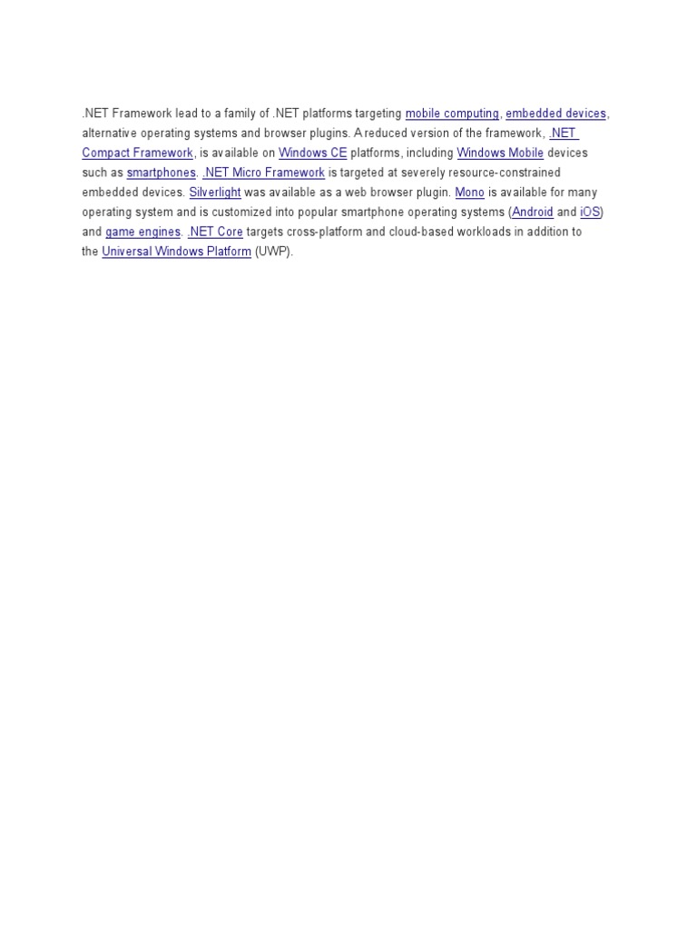 Overview of .NET Framework Platforms | PDF