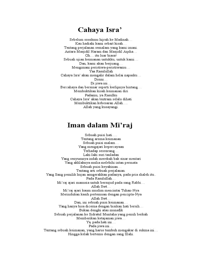 Puisi Isra Miraj