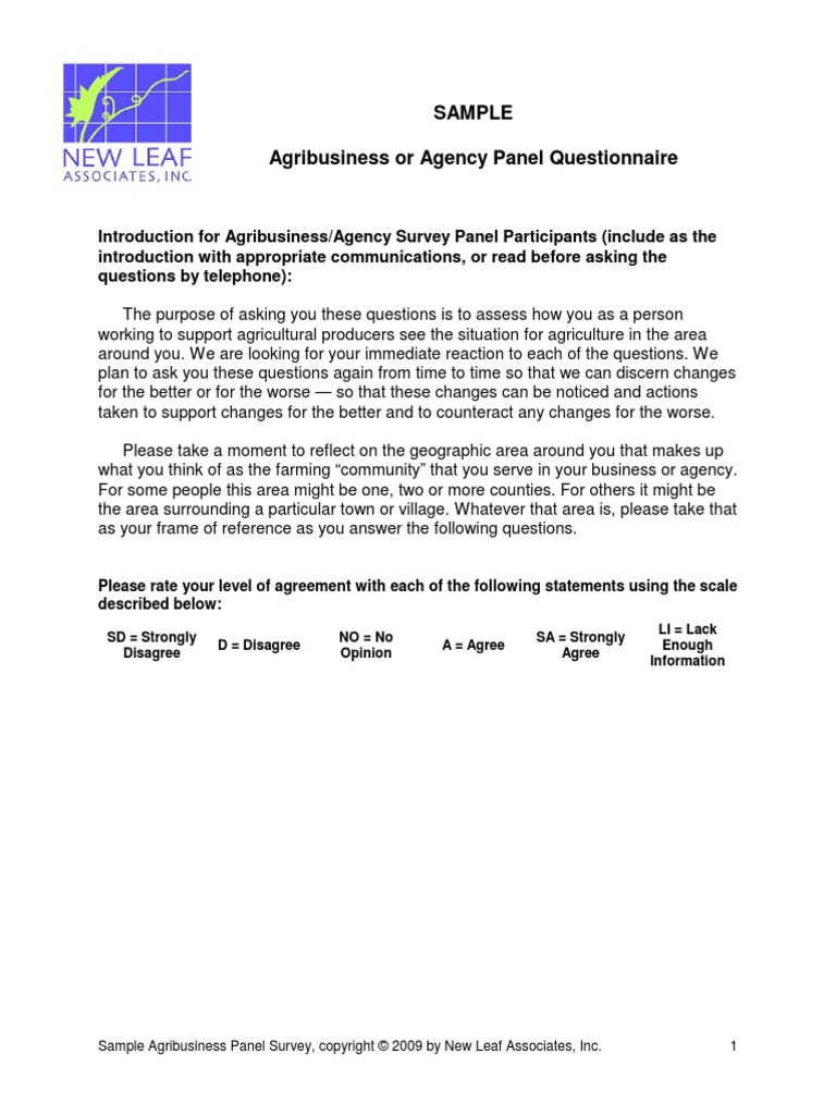 Agribusiness Panel Survey Sample Survey Methodology Farmer