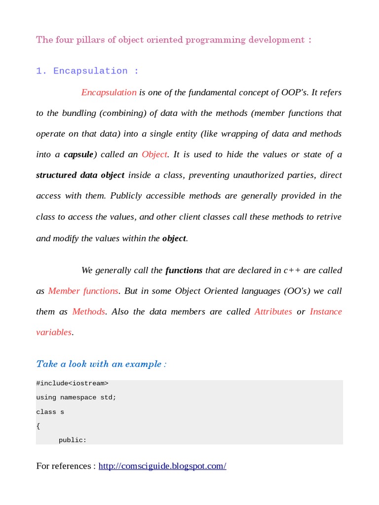 4 Pillars | PDF | Inheritance (Object Oriented Programming) | Object ...
