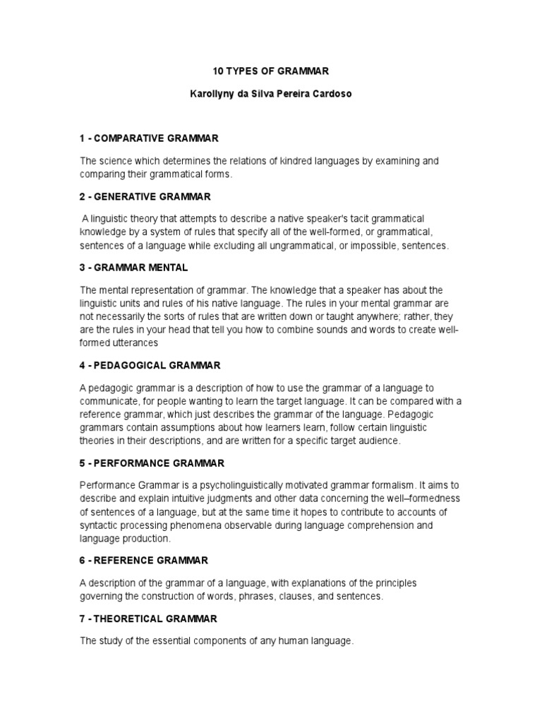 10 Types Of Grammar Pdf
