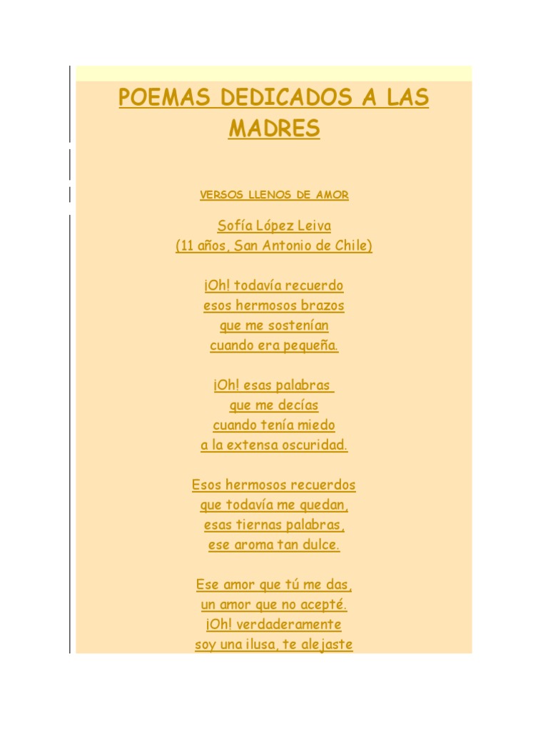 Poemas Dedicados a Las Madres | Amor | Naturaleza