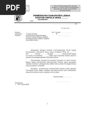 Contoh Format Rotasi Menjadi Sekdes Pdf