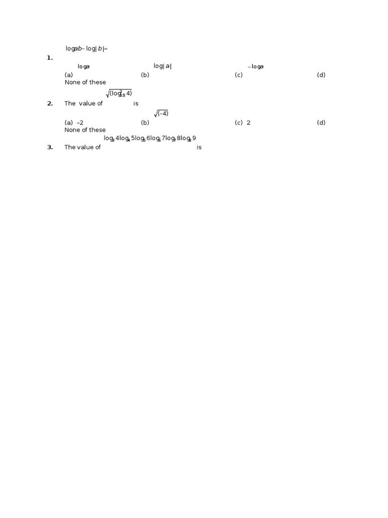 Logarithm Value Calculations Guide | PDF