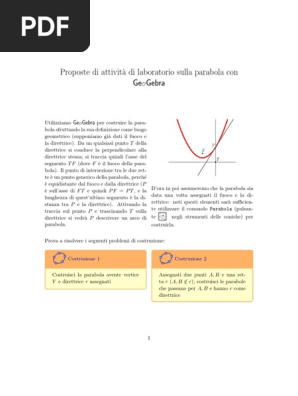 Attività Di Laboratorio Sulla Parabola