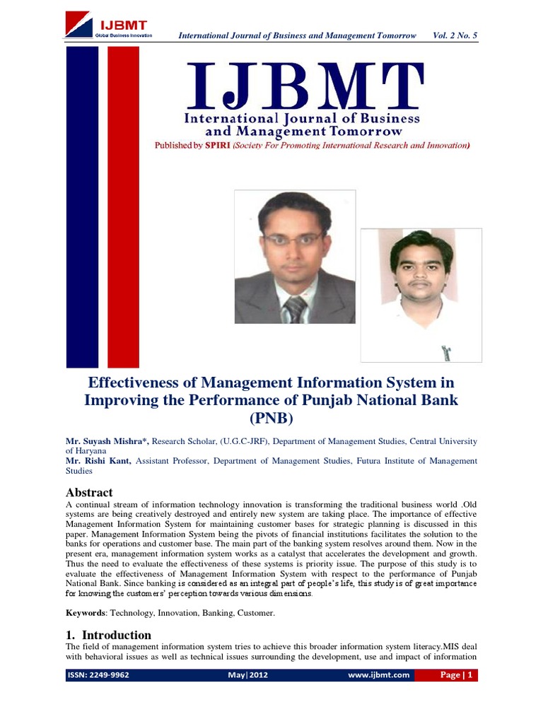 MIS Impact on PNB Performance | PDF | Factor Analysis | Survey Methodology