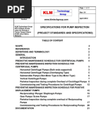 Project Standards and Specifications Inspection of Pumps