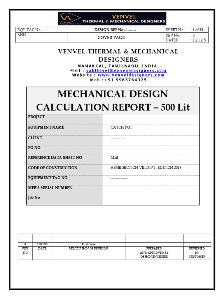 Pressure Vessel Design Calculations | PDF | Pipe (Fluid Conveyance ...