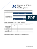 Elections For SY 2016-2017 Candidacy Form: Personal Information