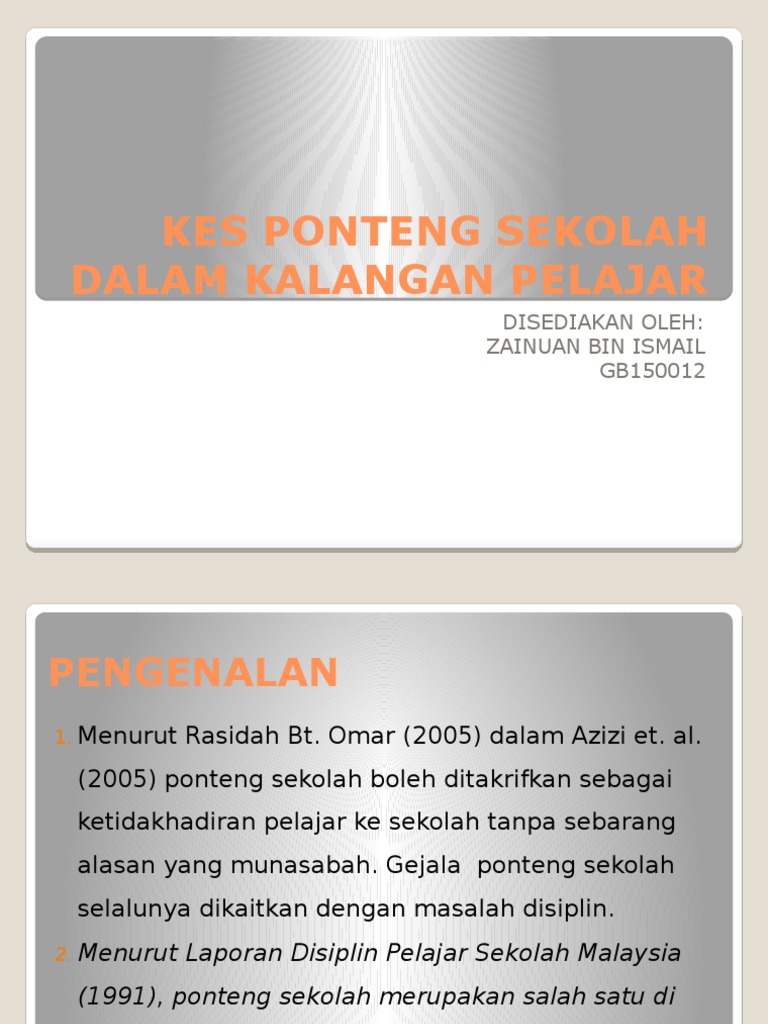 Kes Ponteng Sekolah Dalam Kalangan Pelajar | PDF