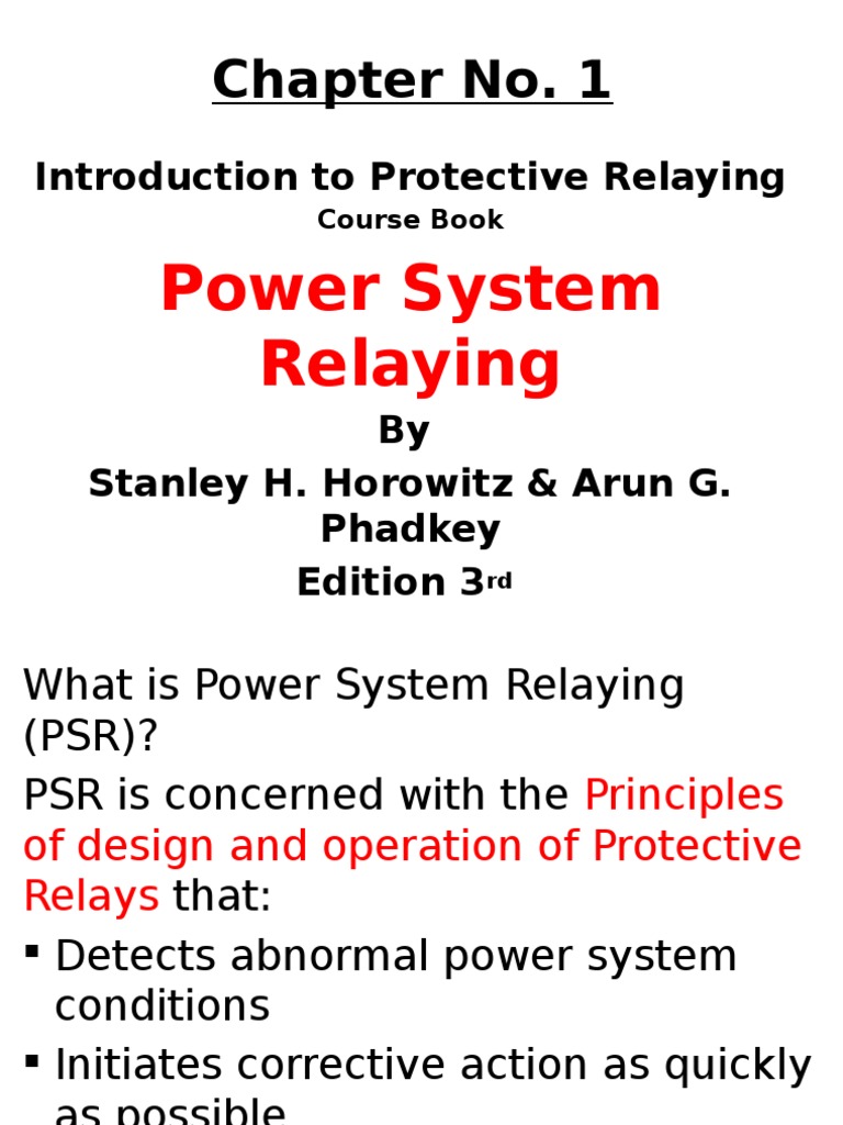 Chapter No. 1 Power System Relaying by Stanley Download Free PDF