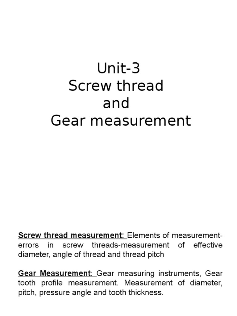 Thread and Gear Measurement | PDF | Technology & Engineering