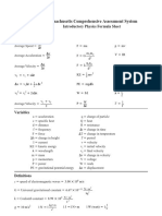 Massachusetts Comprehensive Assessment System: Introductory Physics Formula Sheet Formulas