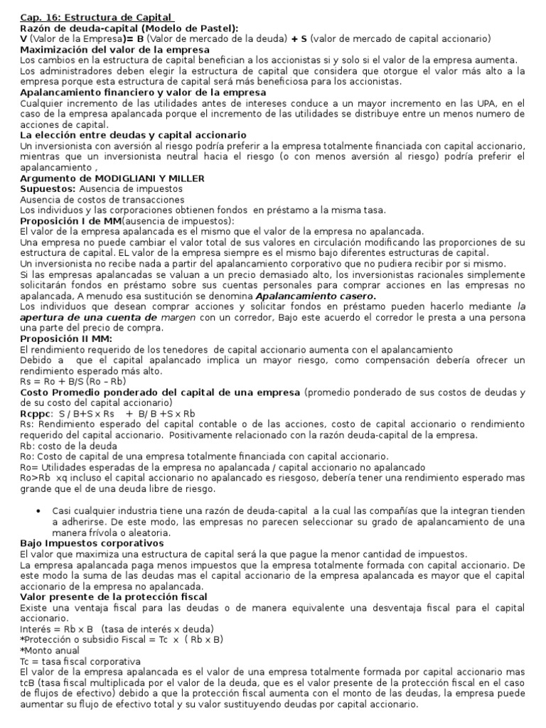 Estructura de Capital y Apalancamiento | PDF | Compartir (Finanzas ...