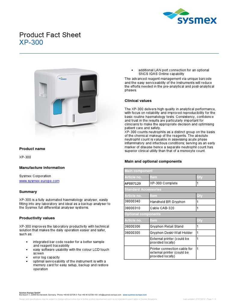 Sysmex Xp 300 Technology Computing