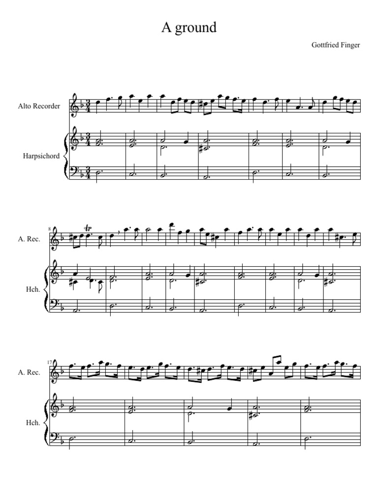 A Ground Gottfried Finger in D Minor Alto Recorder | PDF