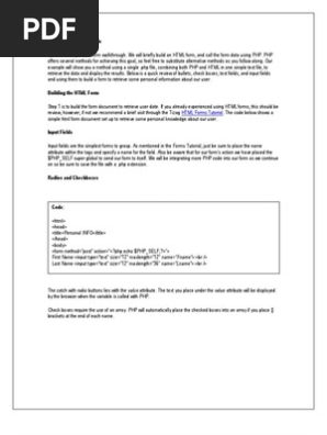 PHP HTML Form Example