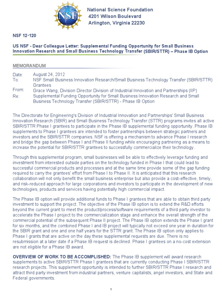 Dear Colleague Letter PDF National Science Foundation Investing
