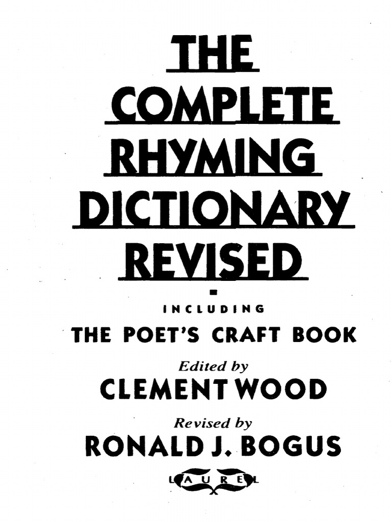 The Complete Rhyming Dictionary Revised Metre Poetry Poetry