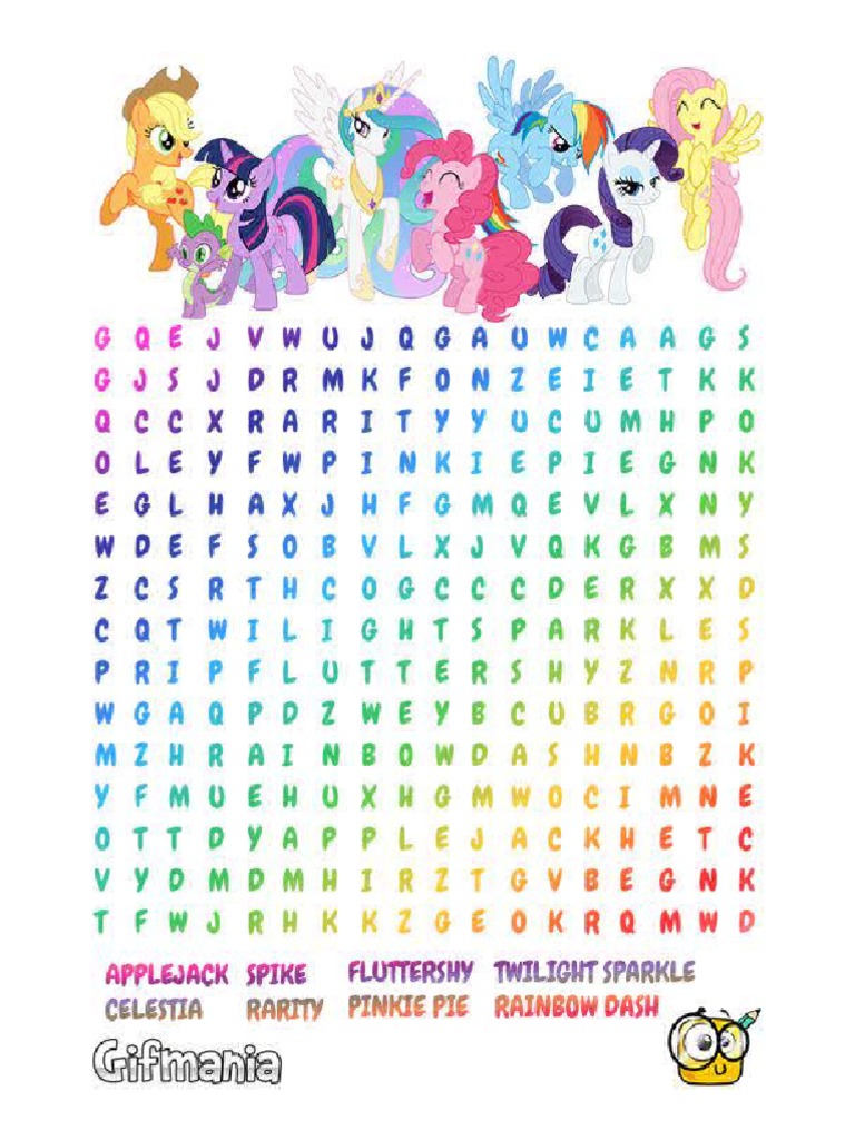 My Little Pony Printable Activities - Printable Word Searches