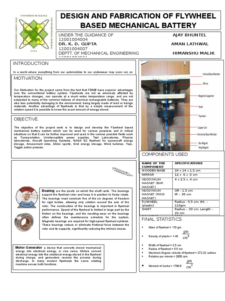 Flywheel Based Mechanical Battery PDF Mechanical Engineering Nature