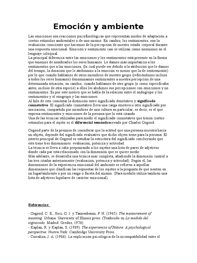 Emociones y su impacto en el ambiente | PDF | Las emociones ...