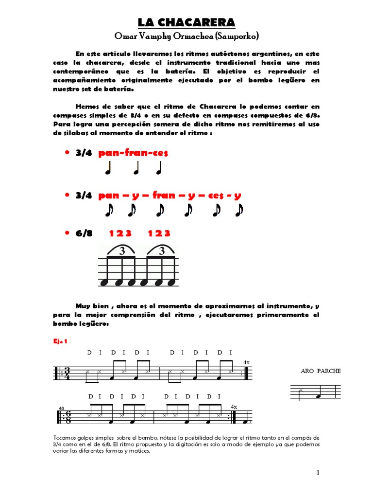 La Chacarera - Estudios | PDF | Kit de batería | Ritmo