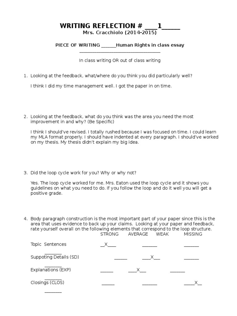 Human Rights Essay Reflection | PDF | Career & Growth