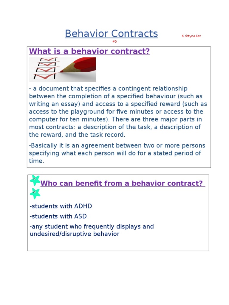 Behavior Contracts for Students | PDF | Career & Growth | Wellness