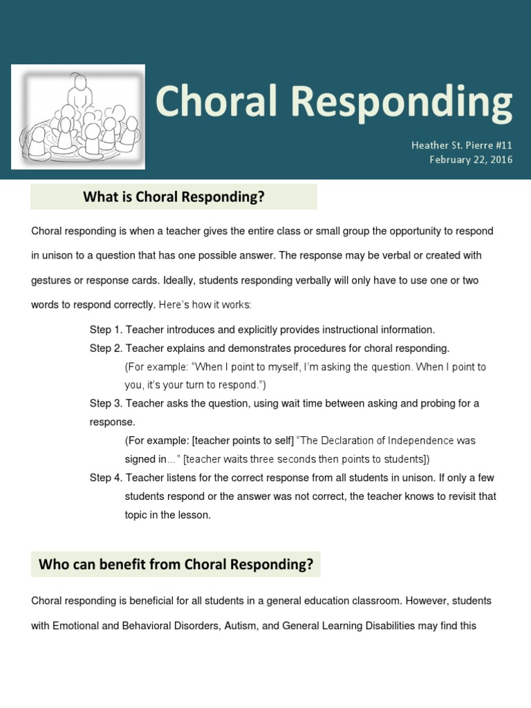 Choral Responding Strategy Learning Disability Question