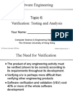 Software Engineering: Topic 6: Verification: Testing and Analysis