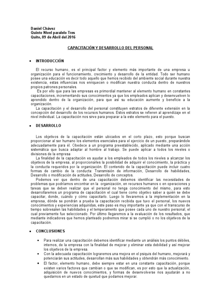 Capacitación y Desarrollo del Personal | PDF | Recursos humanos ...