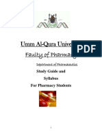 Umm Al-Qura University Faulty of Pharmacy: Study Guide and Syllabus For Pharmacy Students