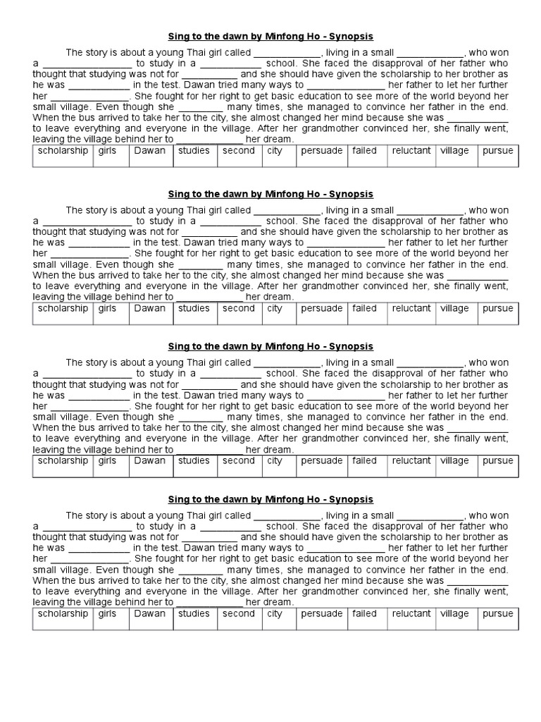 Sing To The Dawn By Minfong Ho Pdf