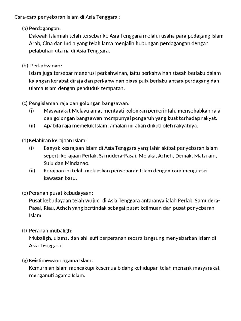 Cara Cara Penyebaran Islam Di Asia Tenggara Pdf