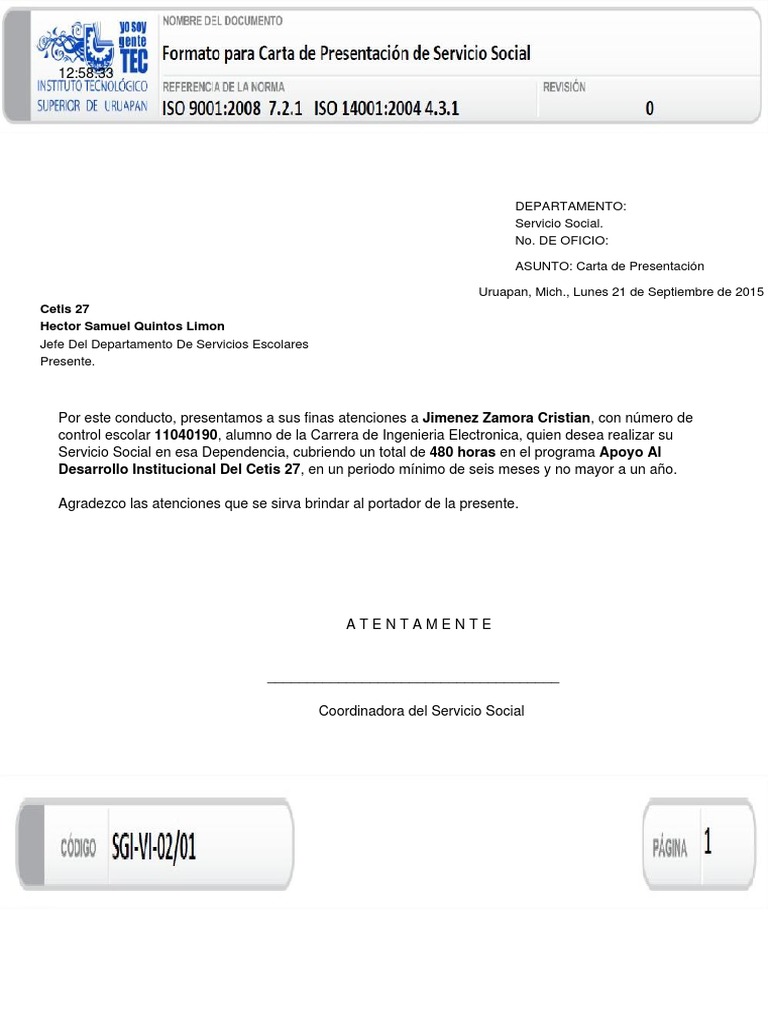 Carta de Presentacion