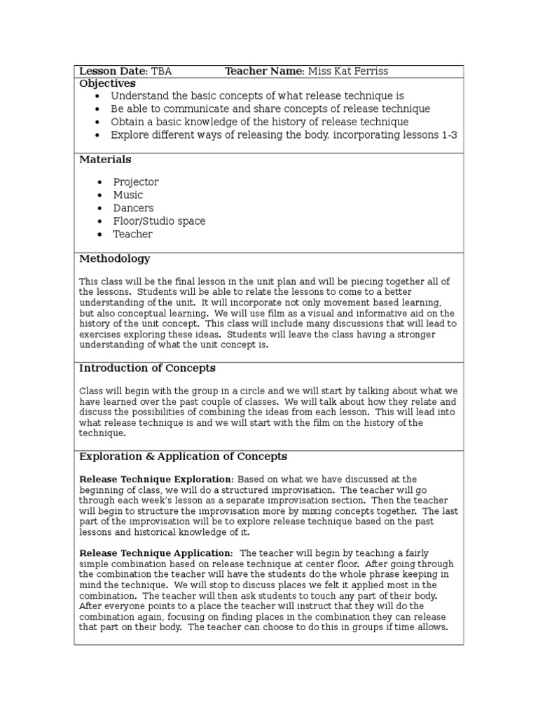 Lesson Plan 4 PDF Concept Lesson Plan