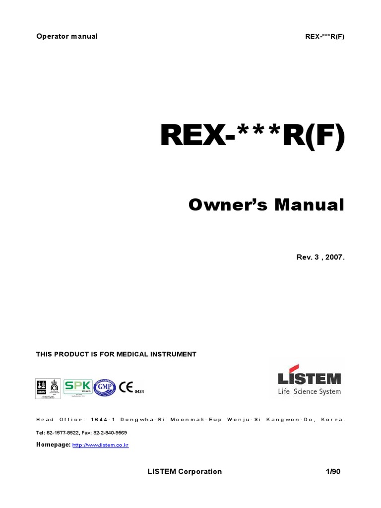 REX - R (F) : Owner's Manual | PDF | Radiation Protection | Radiation