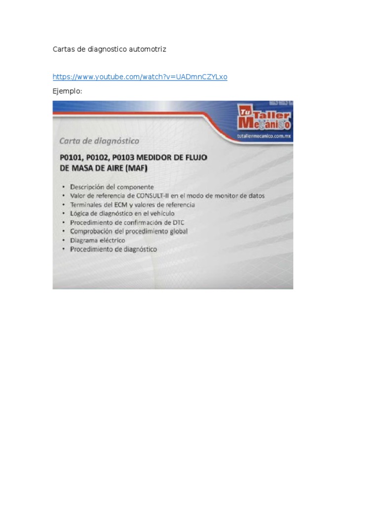 Cartas de Diagnostico Automotriz | PDF