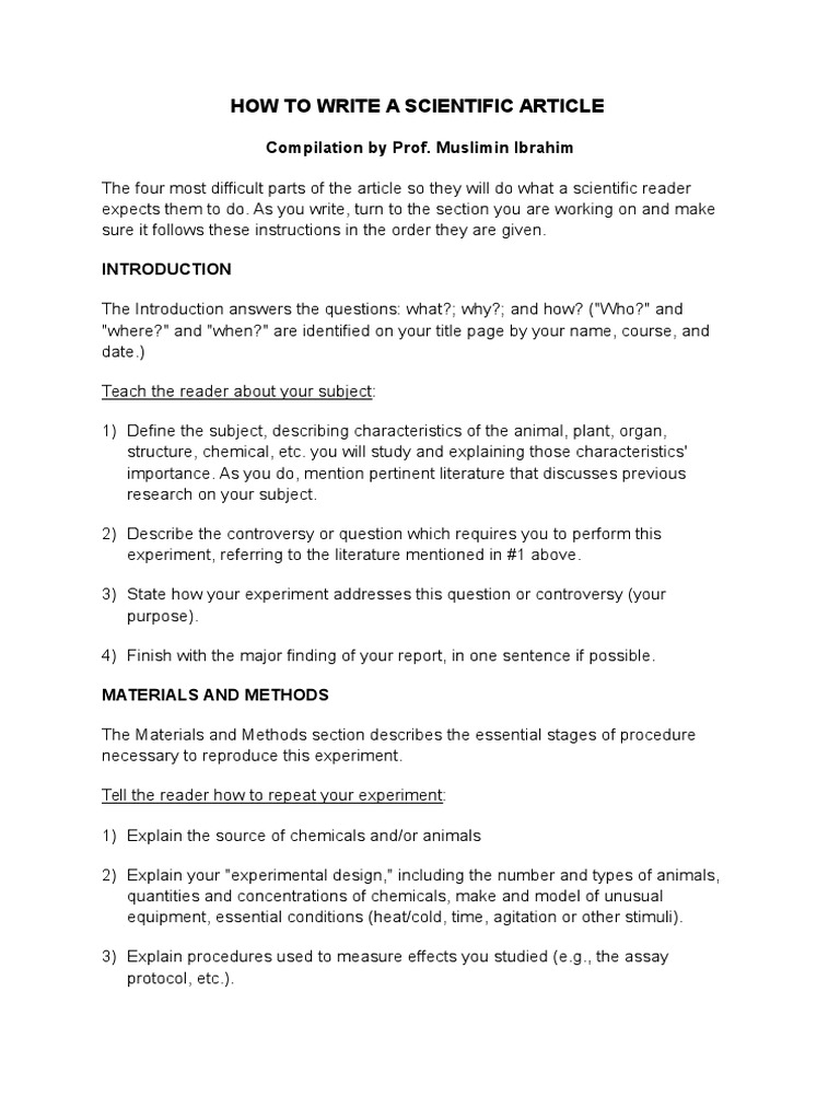 3 How To Write A Scientific Article | PDF | Experiment | Science