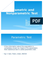 Parametric and Nonparametric Test: By: Sai Prakash MBA Insurance Management Pondicherry University